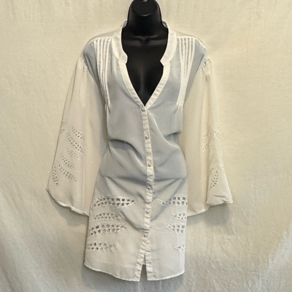 B-225 Chelsea Studio PLUS SIZE 3X Vintage Cream Pleated Lace Detail‎ Blouse
